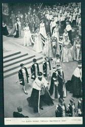 Kraliçe QUEEN ELIZABETH Westminster Manastırı'ndan geçerken resmi geçit Kartpostal İngiltere Basımı TUCK's Postcard