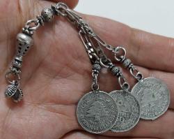 OSMANLI DÖNEMİ ANTİK MUHTEŞEM GÜMÜŞ SARAYSAL TESPİH PÜSKÜLÜ TTT3JJ1 PEK ÇIKMAZ