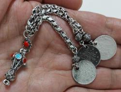 OSMANLI DÖNEMİ ANTİK MUHTEŞEM GÜMÜŞ SARAYSAL TESPİH PÜSKÜLÜ 2D1AAA1 PEK ÇIKMAZ