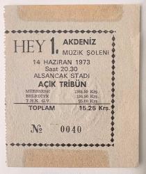 Hey Dergisi 1. Akdeniz Müzik Şenliği 1973 İzmir Bilet