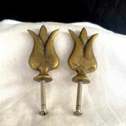 Nostaljik Lale Formlu Masif Pirinç Döküm Mobilya Kulbu Seti