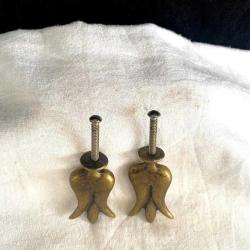 Nostaljik Lale Formlu Masif Pirinç Döküm Mobilya Kulbu Seti