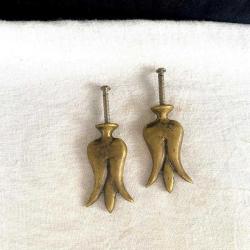 Nostaljik Lale Formlu Masif Pirinç Döküm Mobilya Kulbu Seti