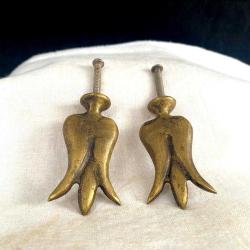 Nostaljik Lale Formlu Masif Pirinç Döküm Mobilya Kulbu Seti