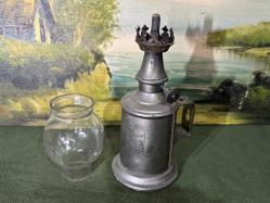 Fransız pirinç antika gaz lambası 26 cm boyunda