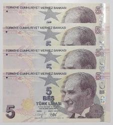 9 EMİSYON 5 LİRA SERİ F245 400011-600011-700011-800011 ÇİL