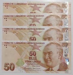 9 EMİSYON 50 LİRA SERİ C-D-E-F HARFLERİ