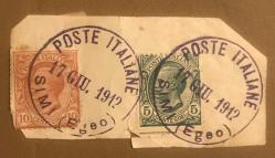 İTALYA EGE ADALARI PULLARI SİMİ ADASI POSTADAN GEÇMİŞ DAMGASI OKUNAKLI 1912, p462a