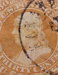 Amerika 1861 Franklin 30 cent son derece nadir- damgalı