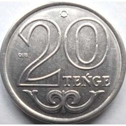 Kazakistan 20 Tenge 2020 - Çil - Yeni Latin Alfabesi Serisi, Nadir Temizlikte.