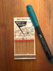 Gage and Tollner's Brooklyn New York Map 30 Front Strike Matchbook Cover / Restoran Bar Müessese Kibrit (Since 1879)