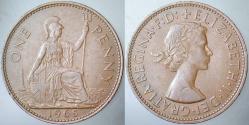 BİRLEŞİK KRALLIK 1 PENNY 1965 KRALİÇE II. ELİZABETH  31 mm İNGİLTERE.