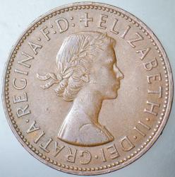 BİRLEŞİK KRALLIK 1 PENNY 1965 KRALİÇE II. ELİZABETH  31 mm İNGİLTERE.