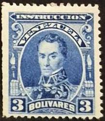 +++ VENEZUELLA FİSKAL , SIMON BOLIVAR        1904     3B  - DAMGASIZ , ŞARNİYERLİ