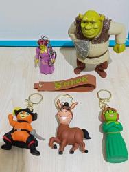 Sıfır ve 2. El figür oyuncak anahtarlık süs set. Shrek Fiona çizmeli kedi eşek koleksiyon dekor tasarım hediye vintage retro aksesuar nostalji reklam promosyon hobi minyatür diorama