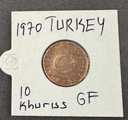1970 TC 10 kuruş madeni para Temiz İyi