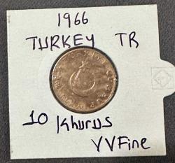 1966 TC 10 kuruş madeni para ÇÇT