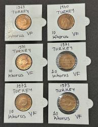1969-70-71-72-73 TC  10 kuruş sıralı 6 adet madeni paralar ÇÇT