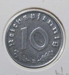 1942 ALMANYA 2.DÜNYA SAVAŞI REİCH NAZİ HİTLER DÖNEMİ 10 PFENNİG ORİJİNAL MADENİ PARASI (B SERİSİ ASKERİ BASKISI) BB2ÇÇÇ1 ÇOK NADİRDİR