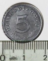 1941 ALMANYA 2.DÜNYA SAVAŞI REİCH NAZİ HİTLER DÖNEMİ 5 PFENNİG ORİJİNAL MADENİ PARASI (A SERİSİ ASKERİ BASKISI) CC2BB3R ÇOK NADİRDİR