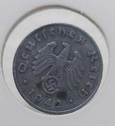 1942 ALMANYA 2.DÜNYA SAVAŞI REİCH NAZİ HİTLER DÖNEMİ 1 PFENNİG ORİJİNAL MADENİ PARASI (A SERİSİ ASKERİ BASKISI) UUU1EE ÇOK NADİRDİR