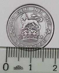 1914 İNGİLTERE(BİRLİŞİK KRALLIK) 6 PENCE ORİJİNAL GÜMÜŞ MADENİ PARASI EE1BB2 ÇOK NADİRDİR