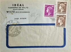 LÜKSEMBURG KLASİK ZARF. FİRMA ANTEDLİ POSTADAN GEÇMİŞ. UÇAK POSTASI(17.06.1954)