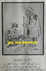 Osmanlıca Karagöz Mizah Dergisi-Gazetesi, Orijinal Dönem Basım, (Ottoman Magazine-Newspaper-Journal Illustré Cara-Gueuz) - 17 Kasım 1923 - Sayı: 1635 - Hicri: 7 Rebiülahir 1342 - Rumi: 17 Teşrin-i Sani 1339 - Karikatürist Ratip Tahir Burak'ın Çalışması: Ankara'nın Şakşatçıbaşısı: Hükümetin Gözlerinde Röntgen Işığı Vardır. Her Şeyi Görür! Karagöz: Görür Amma Şu Işığı Gazetelerden Çekip Biraz da Millete, Memlekete Çevirseniz Bakalım Neler Göreceksiniz?