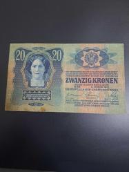 20 (Yirmi) Zwanzig Kronen Oesterreichisch - Ungarische Bank (Avusturya Macaristan Kronu Kağıt Para (Wien 2.Janner 1913