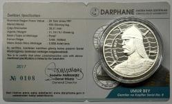 2017 Umur Bey Gemiler ve Kaşifler Serisi No:8 925 Ayar Gümüş Hatıra Parası Sertifikalı Orijinal Darphane Poşetinde