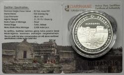 2014 Hierapolis Antik Kentler Serisi No:8 925 Ayar Gümüş Hatıra Parası Sertifikalı Orijinal Darphane Poşetinde