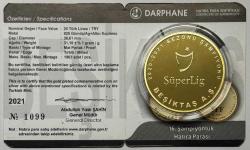 2021 Beşiktaş 16. Şampiyonluk 925 Ayar Gümüş Altın Kaplama Hatıra Parası Sertifikalı