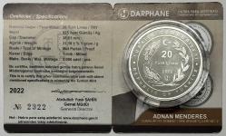2022 Adnan Menderes Cumhuriyet Dönemi Türk Siyasetçileri No:2 925 Ayar Gümüş Hatıra Parası Sertifikalı