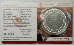 2023 Alparslan Türkeş Cumhuriyet Dönemi Türk Siyasetçileri No:3 925 Ayar Gümüş Hatıra Parası Sertifikalı