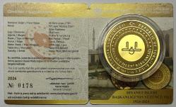 2024 Diyanet İşleri Başkanlığı’nın 100. Yılı 925 Ayar Gümüş Üzeri Altın Kaplama Hatıra Parası Sertifikalı