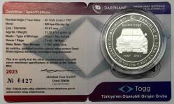 2023 Togg Türkiye’nin Otomobili Girişim Grubu 925 Ayar Gümüş Hatıra Parası Sertifikalı