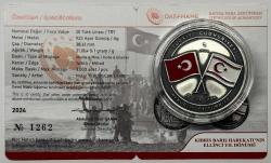 2024 Kıbrıs Barış Harekâtı’nın 50. Yıl Dönümü 925 Ayar Gümüş Okside - Mineli Hatıra Parası Sertifikalı