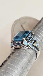 925 AYAR GÜMÜŞ AKUA MARİN FÜRÜZE TAŞLI