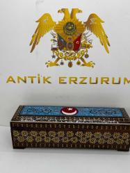 El Yapımı Hatem Sanatı Ay Yıldız desenli Mücevher Kutusu