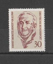 1969 Almanya Ernst Moritz Arndt'ın Doğumunun 200. Yıldönümü Damgasız Tam Seri MNH