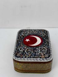 El Yapımı Hatem Sanatı Ay Yıldız desenli Mücevher Kutusu