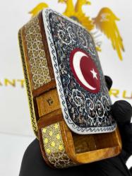 El Yapımı Hatem Sanatı Ay Yıldız desenli Mücevher Kutusu
