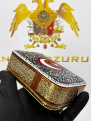 El Yapımı Hatem Sanatı Ay Yıldız desenli Mücevher Kutusu