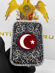 El Yapımı Hatem Sanatı Ay Yıldız desenli Mücevher Kutusu