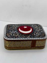 El Yapımı Hatem Sanatı Ay Yıldız desenli Mücevher Kutusu