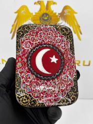 El Yapımı Hatem Sanatı Ay Yıldız desenli Mücevher Kutusu