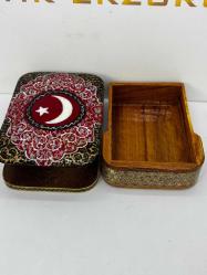 El Yapımı Hatem Sanatı Ay Yıldız desenli Mücevher Kutusu