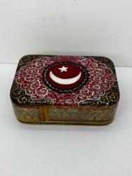 El Yapımı Hatem Sanatı Ay Yıldız desenli Mücevher Kutusu