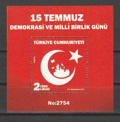2018 DEMOKRASİ VE BİRLİK GÜNÜ NUMARALI BLOK MNH