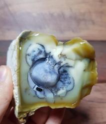 Merlinit / Dendritik Opal, Mavi Druzy Çekirdekli | Doğal Jeod Kesiti | Sezgi, İçgörü, Gölge Çalışması - Ağırlık: 155g - Benzersiz Koleksiyonluk Nadir